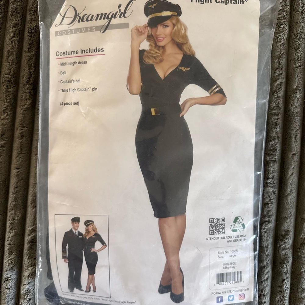 Dreamgirl Black Captain Dress Costume with Gold Accents